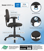 Boss Diamond Task Chair In Black W/ Adjustable Arms, B9091-BK
